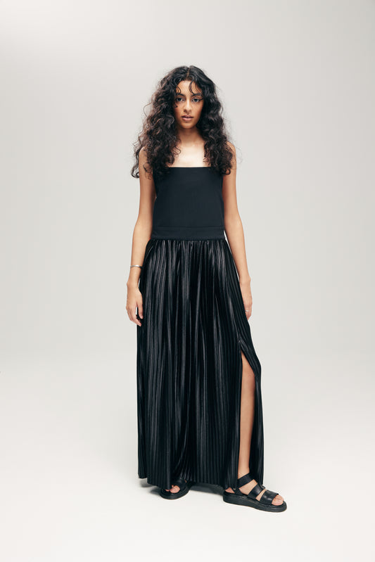 HANNEI OVERALL DRESS IN BLACK METALLIC