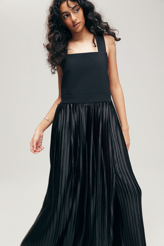 HANNEI OVERALL DRESS IN BLACK METALLIC