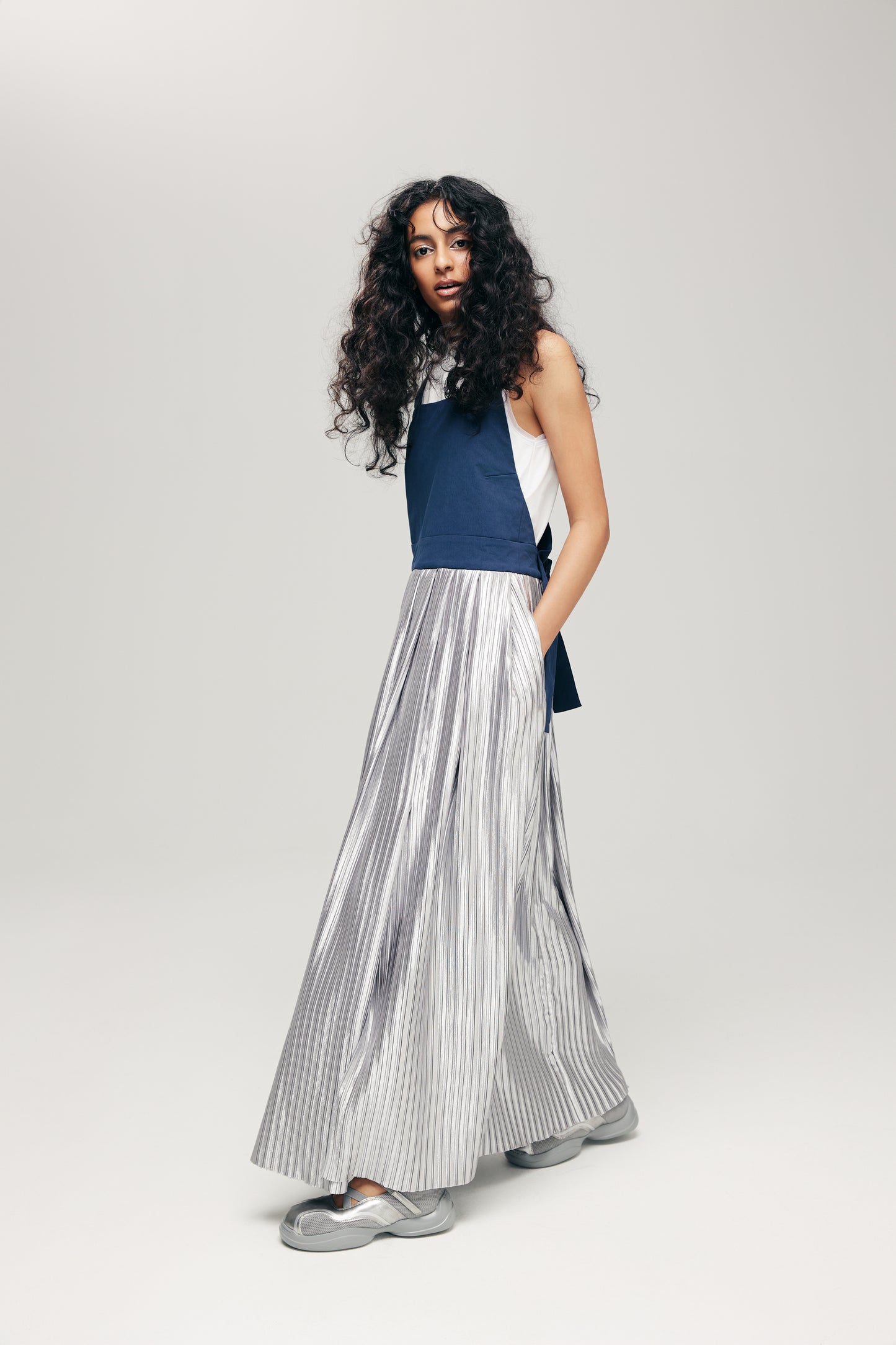 HANNEI OVERALL DRESS IN NAVY & SILVER