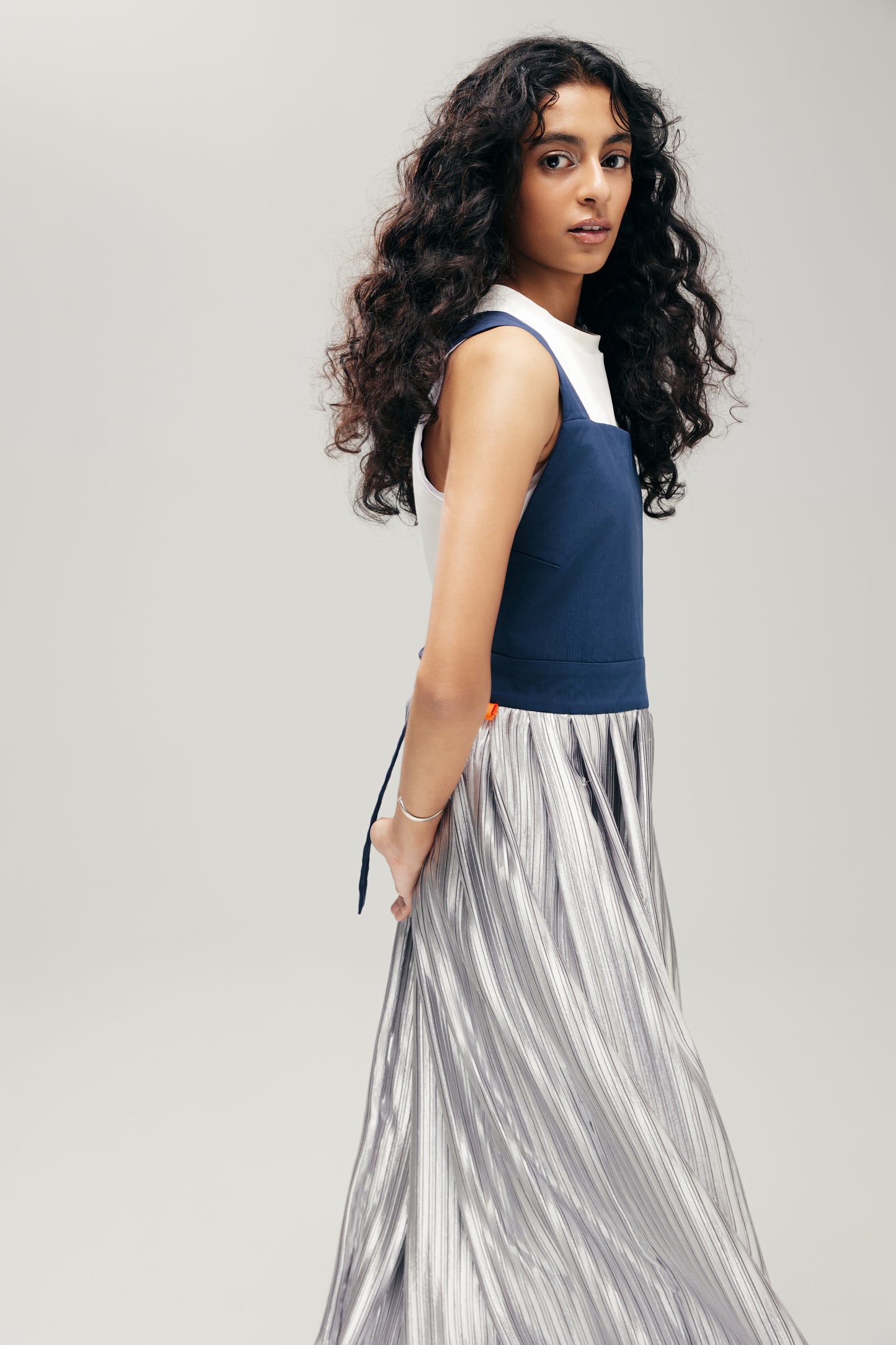 HANNEI OVERALL DRESS IN NAVY & SILVER