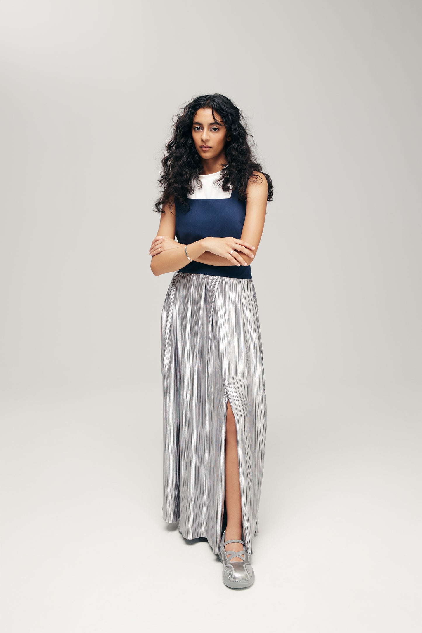 HANNEI OVERALL DRESS IN NAVY & SILVER