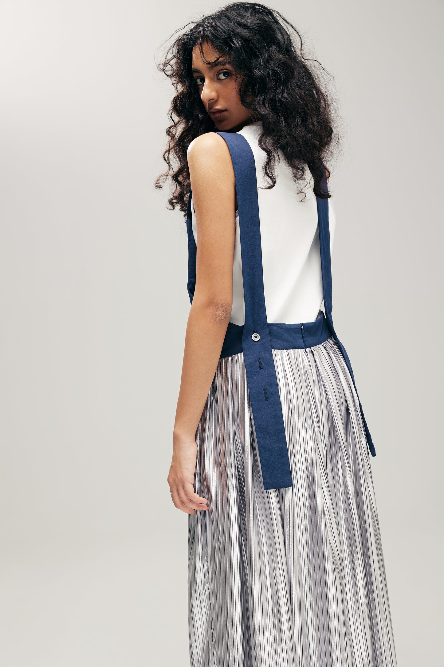 HANNEI OVERALL DRESS IN NAVY & SILVER