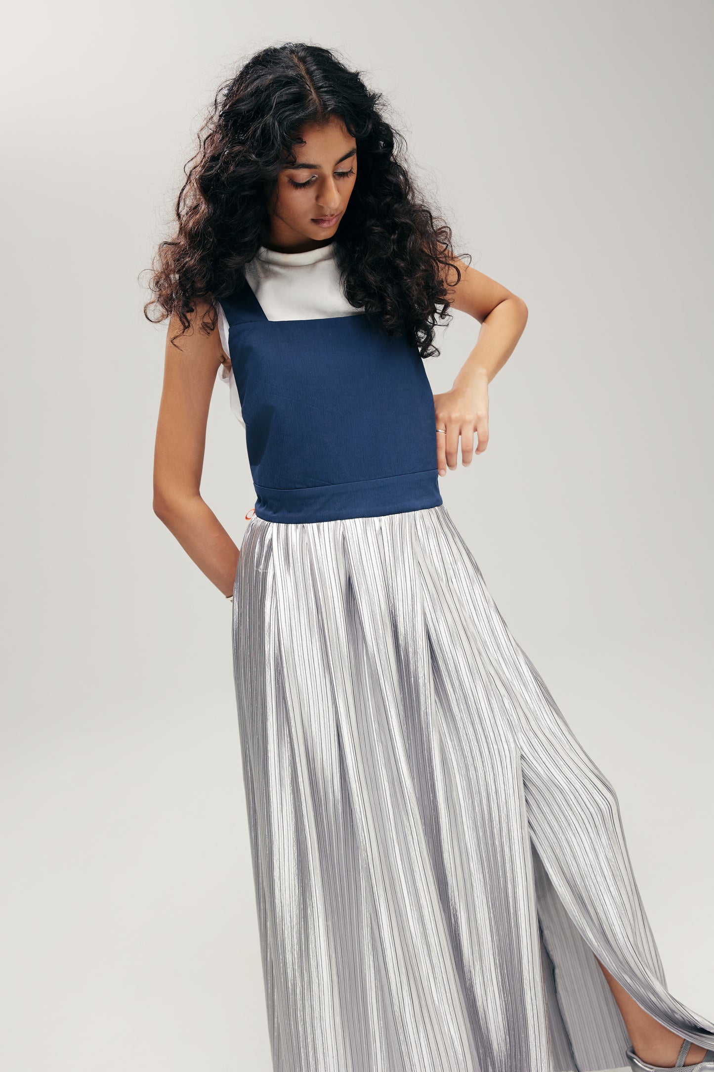 HANNEI OVERALL DRESS IN NAVY & SILVER