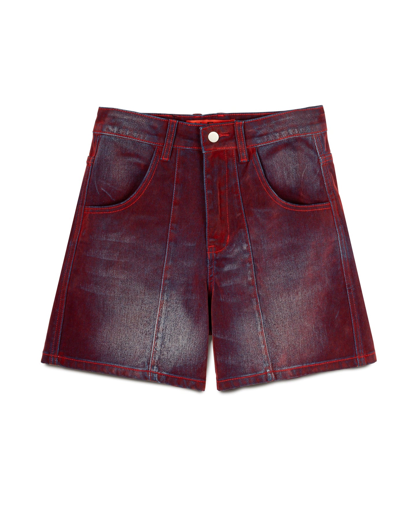 N E O CH.2 Faded Wrinkle Jorts in Red