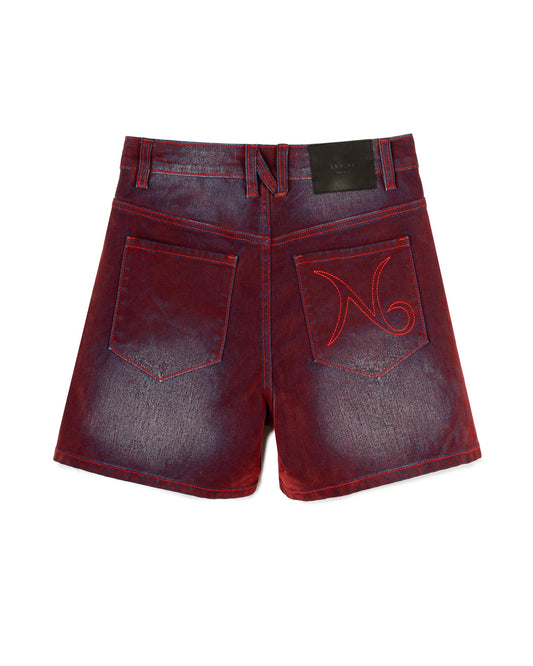 N E O CH.2 Faded Wrinkle Jorts in Red