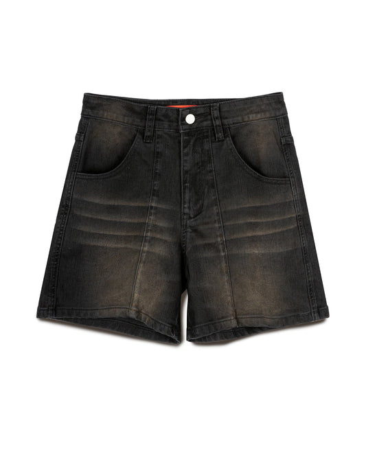 N E O CH.2 Faded Wrinkle Jorts in Black