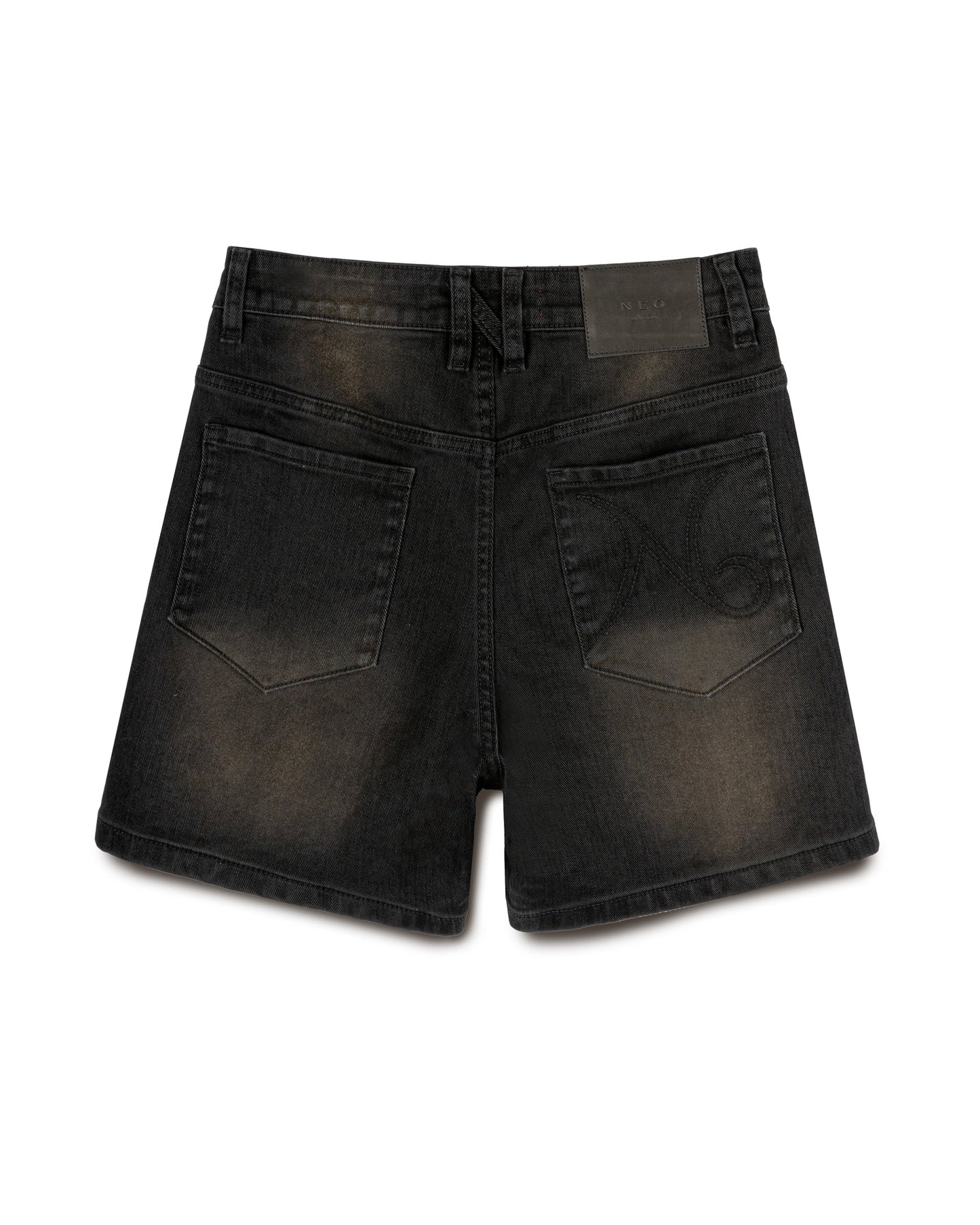 N E O CH.2 Faded Wrinkle Jorts in Black