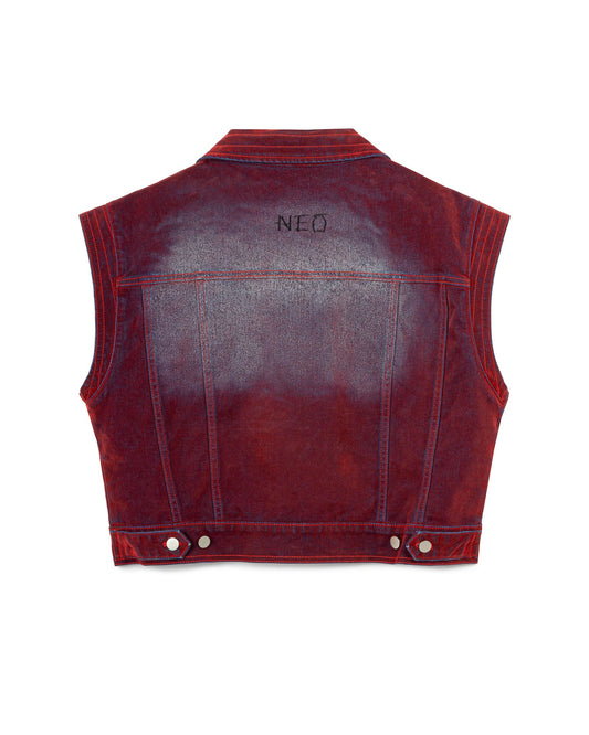 N E O CH.2 Faded Wrinkle Sleeveless Outerwear in Red