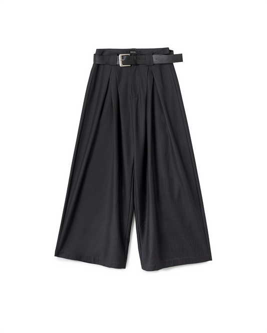 Structured Belted Culottes - Gray