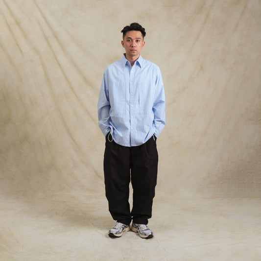 Stripe Sidepull Shirt / Cotton - BLWH