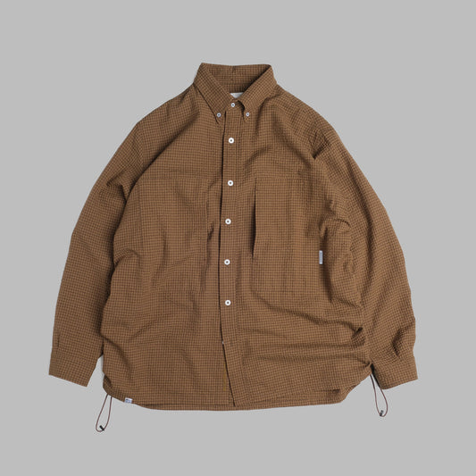 Checkered Sidepull Shirt / Line - Brown
