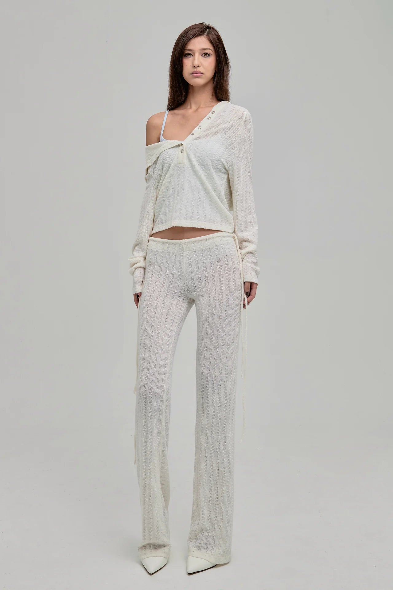 DAZED KNIT HOODIE BROGHT CREAM