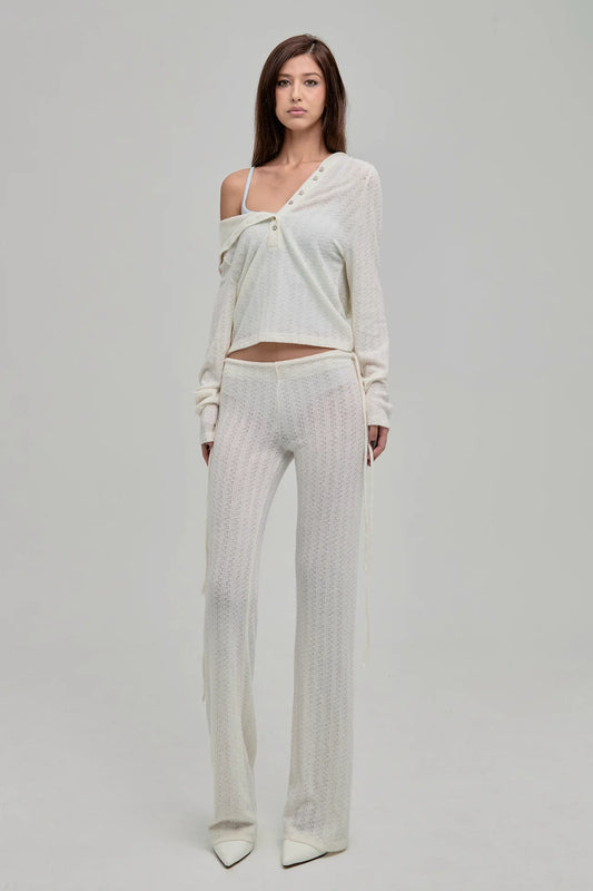 DAZED KNIT HOODIE BROGHT CREAM