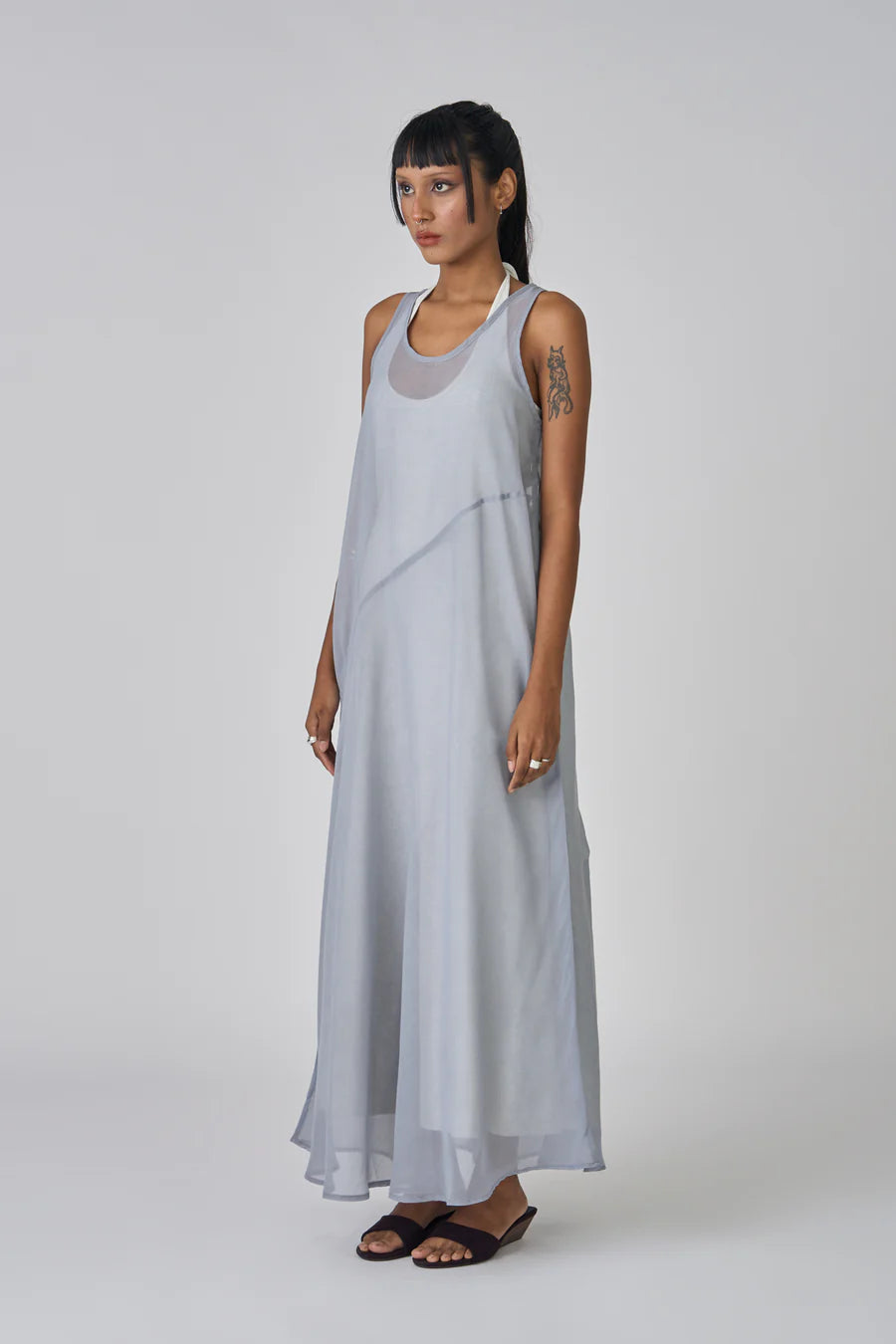 Maxi Layered Dress - Blue/Grey