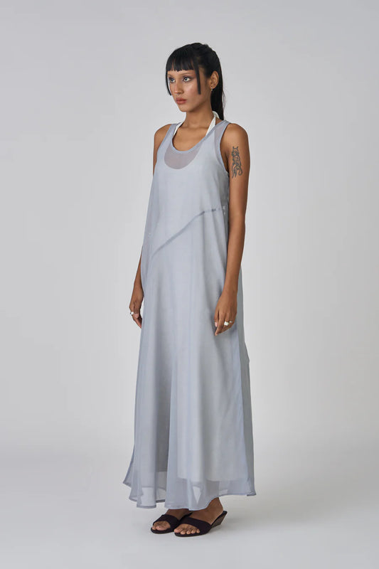 Maxi Layered Dress - Blue/Grey