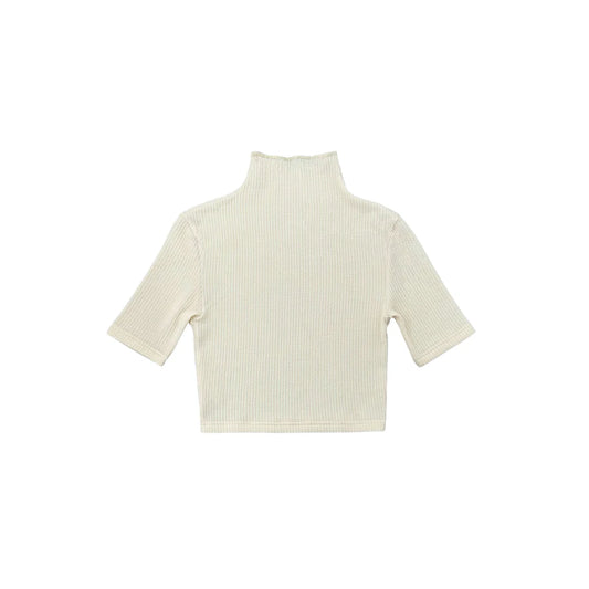 NOIZ N2TP5 Stand Collar Crop Top - Cream