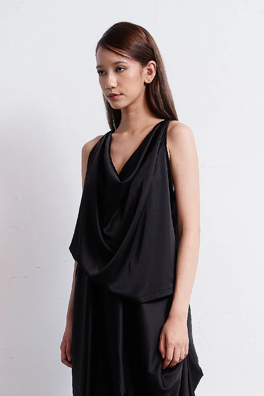 Draped Tank Top - Black