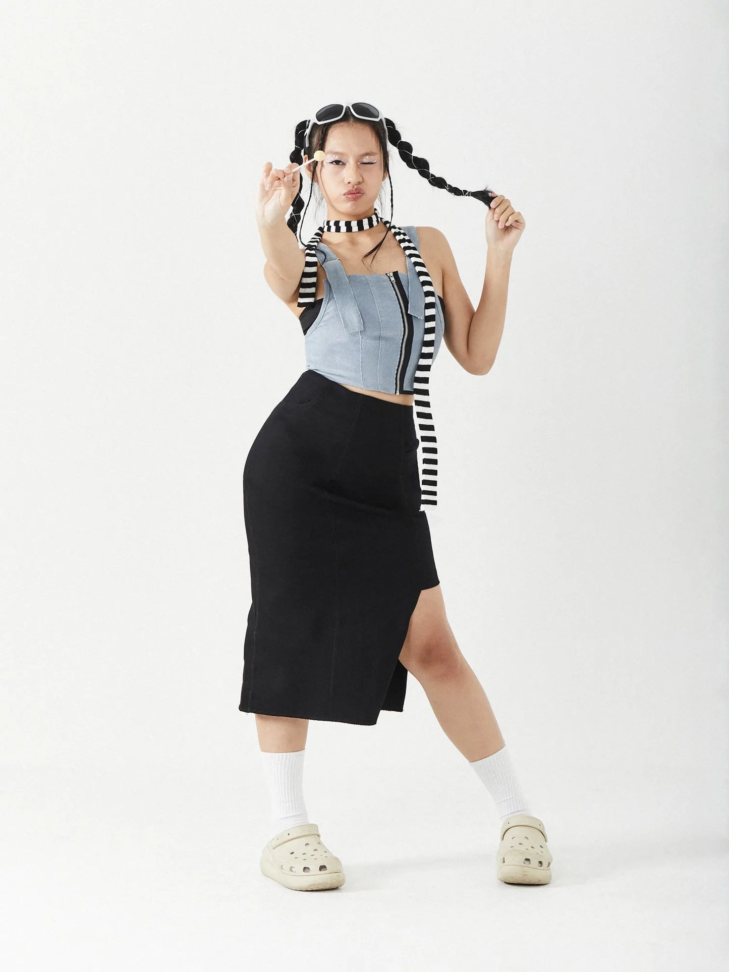 3-WAY ASYMMETRICAL MIDI SKIRT