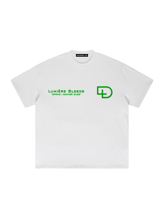 'LUMIÈRE BLEEDS' SIGNATURE TEE - WHITE & GREEN