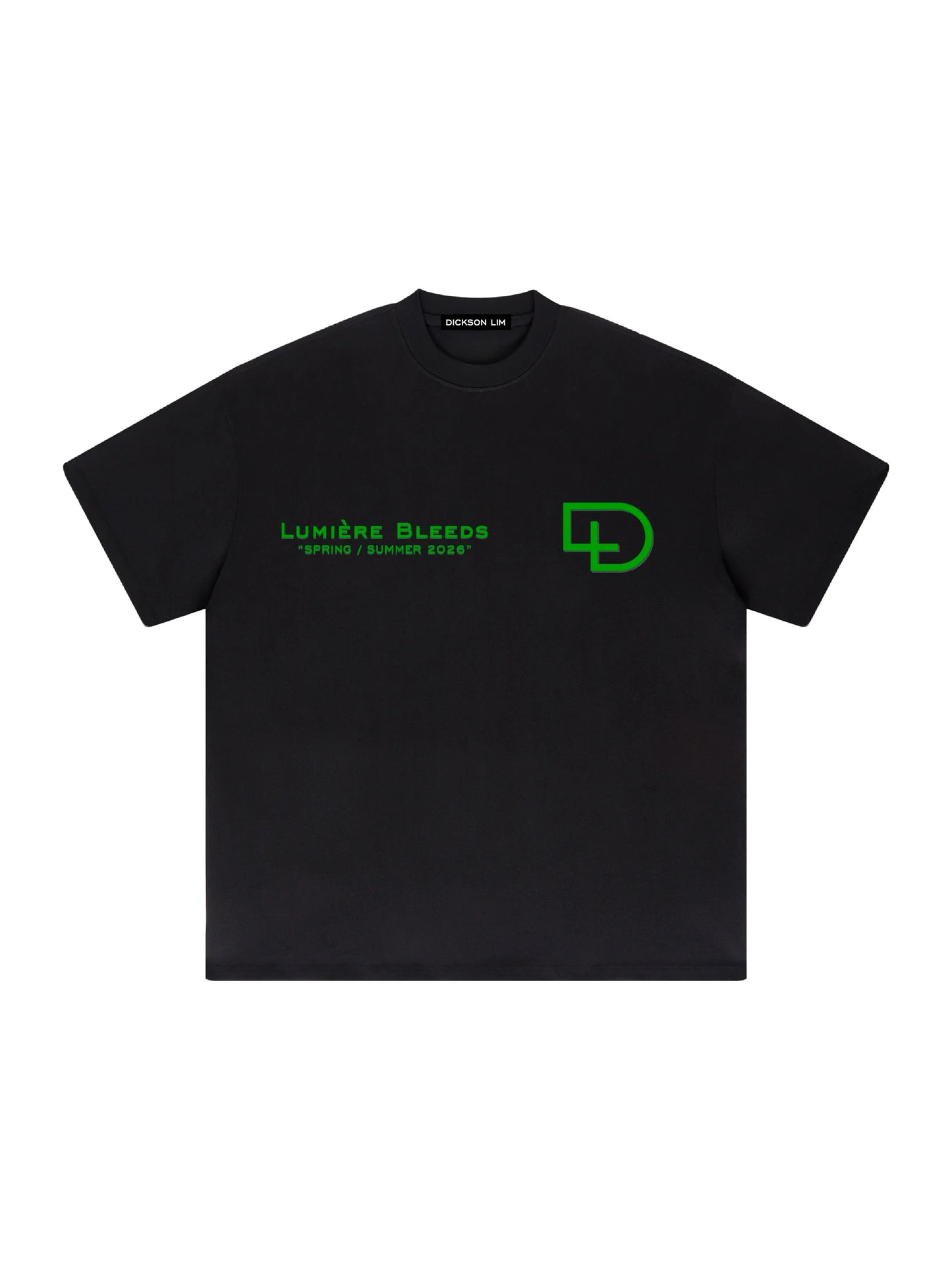'LUMIÈRE BLEEDS' SIGNATURE TEE - BLACK & GREEN