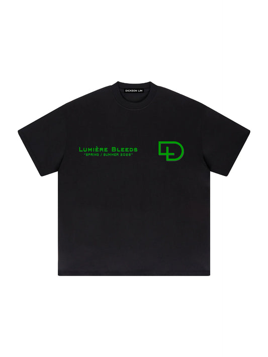 'LUMIÈRE BLEEDS' SIGNATURE TEE - BLACK & GREEN