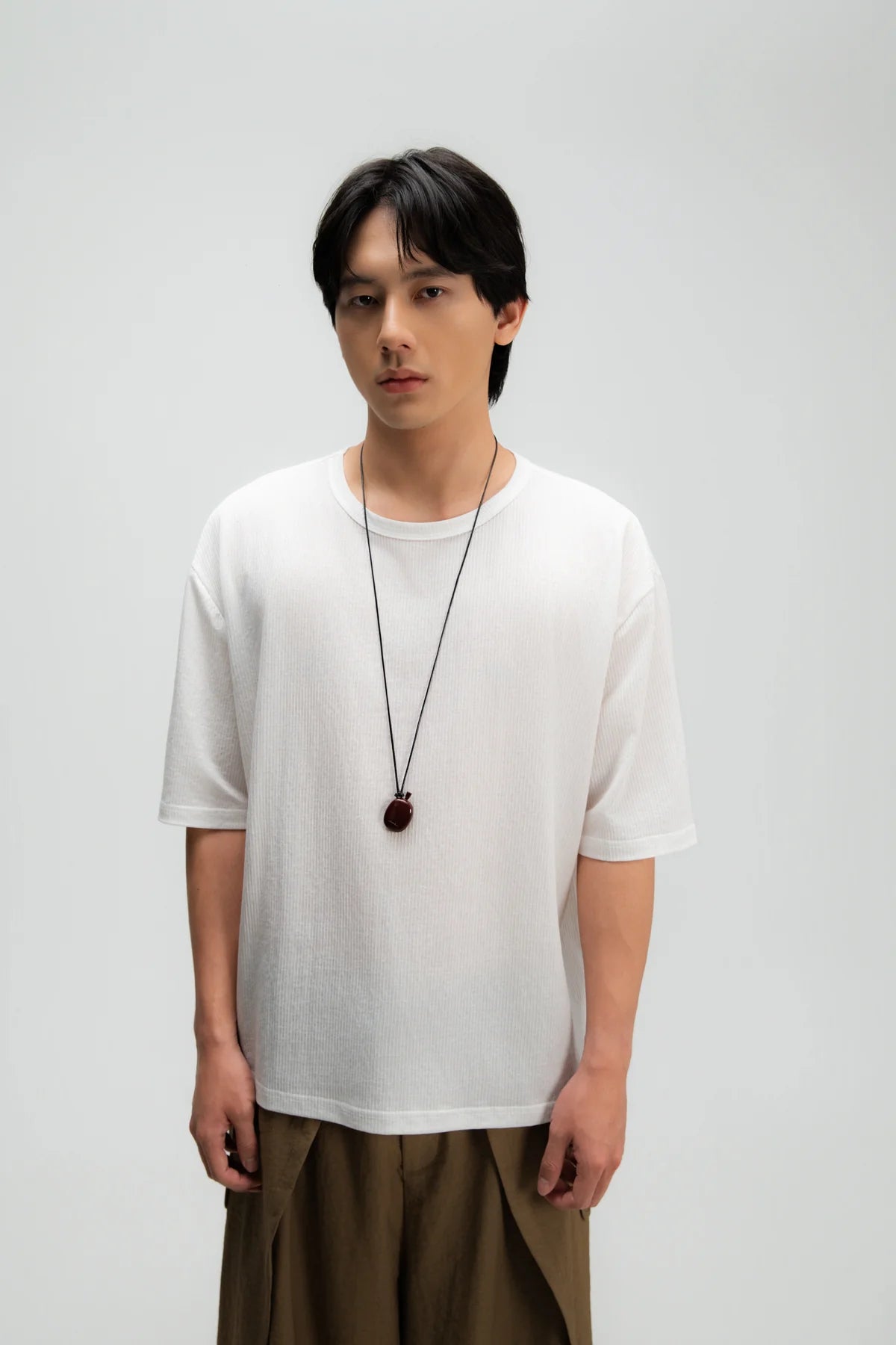 Gender Neutral Thin Boxy Tee (Textured White)