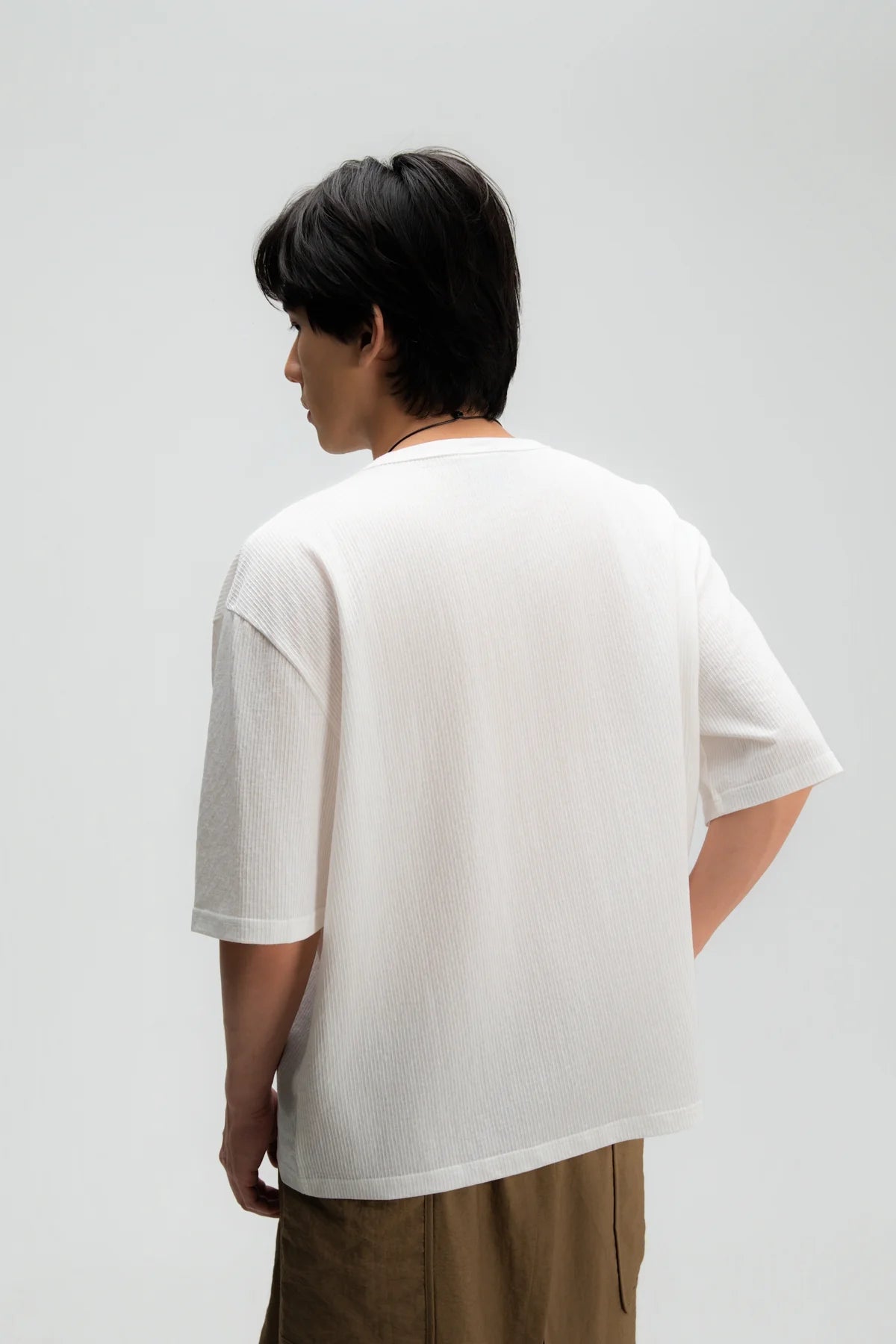 Gender Neutral Thin Boxy Tee (Textured White)