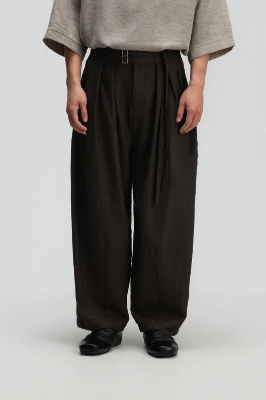 Gender Neutral Double Belted Long Trousers (Dark Grey) - BEV C multi label store