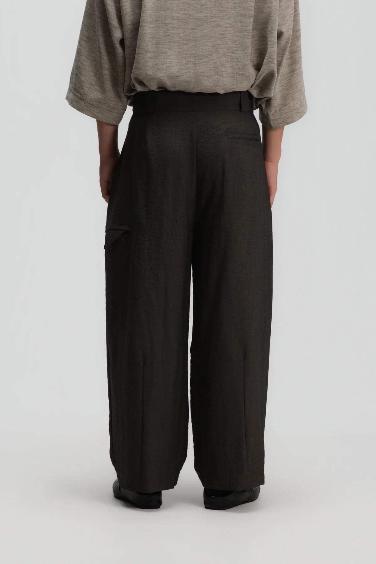 Gender Neutral Double Belted Long Trousers (Dark Grey)
