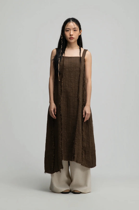Square Neck Raw Hem Cami Dress (Brown) - BEV C multi label store