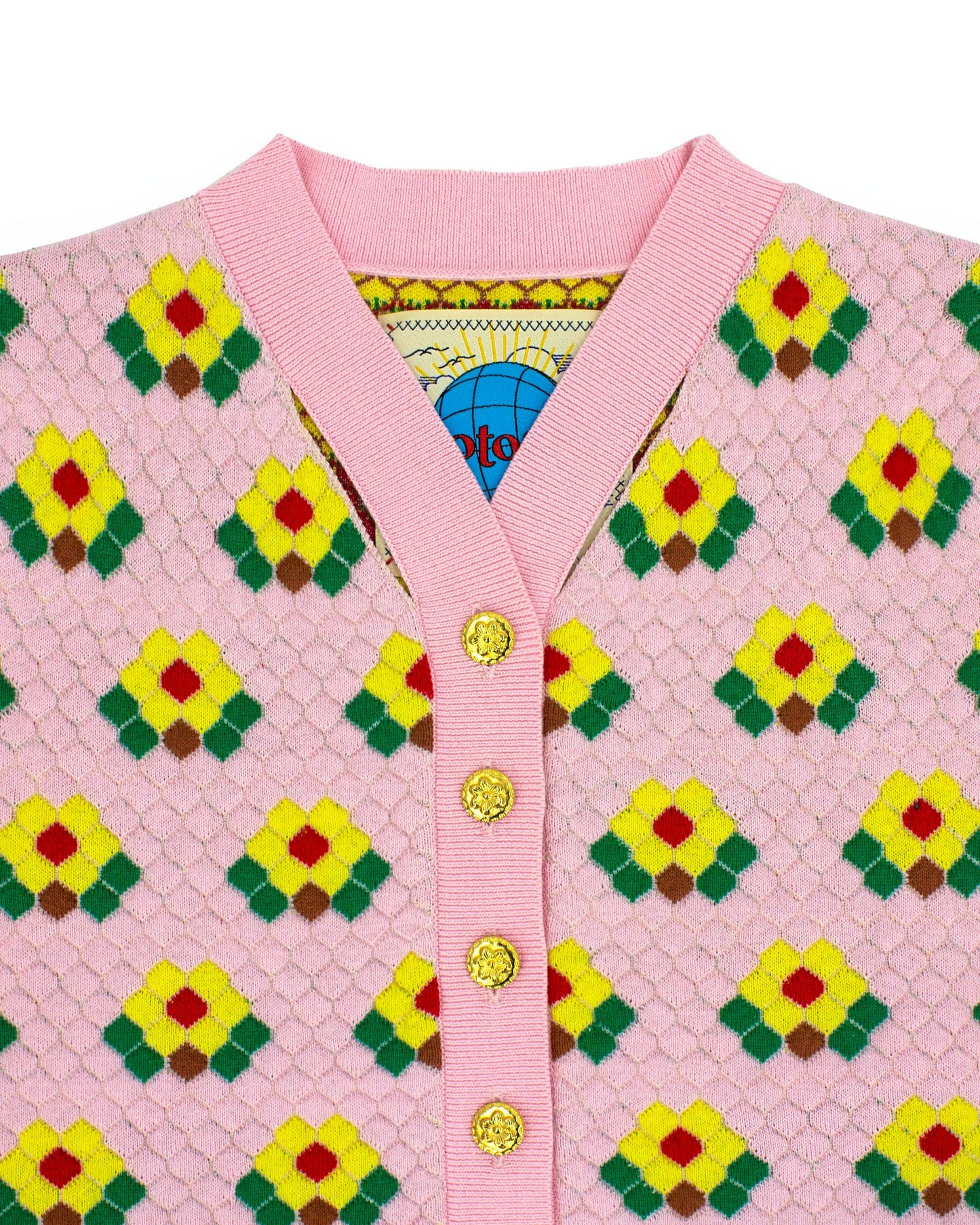 WC Floral Tiles Cardigan Pink