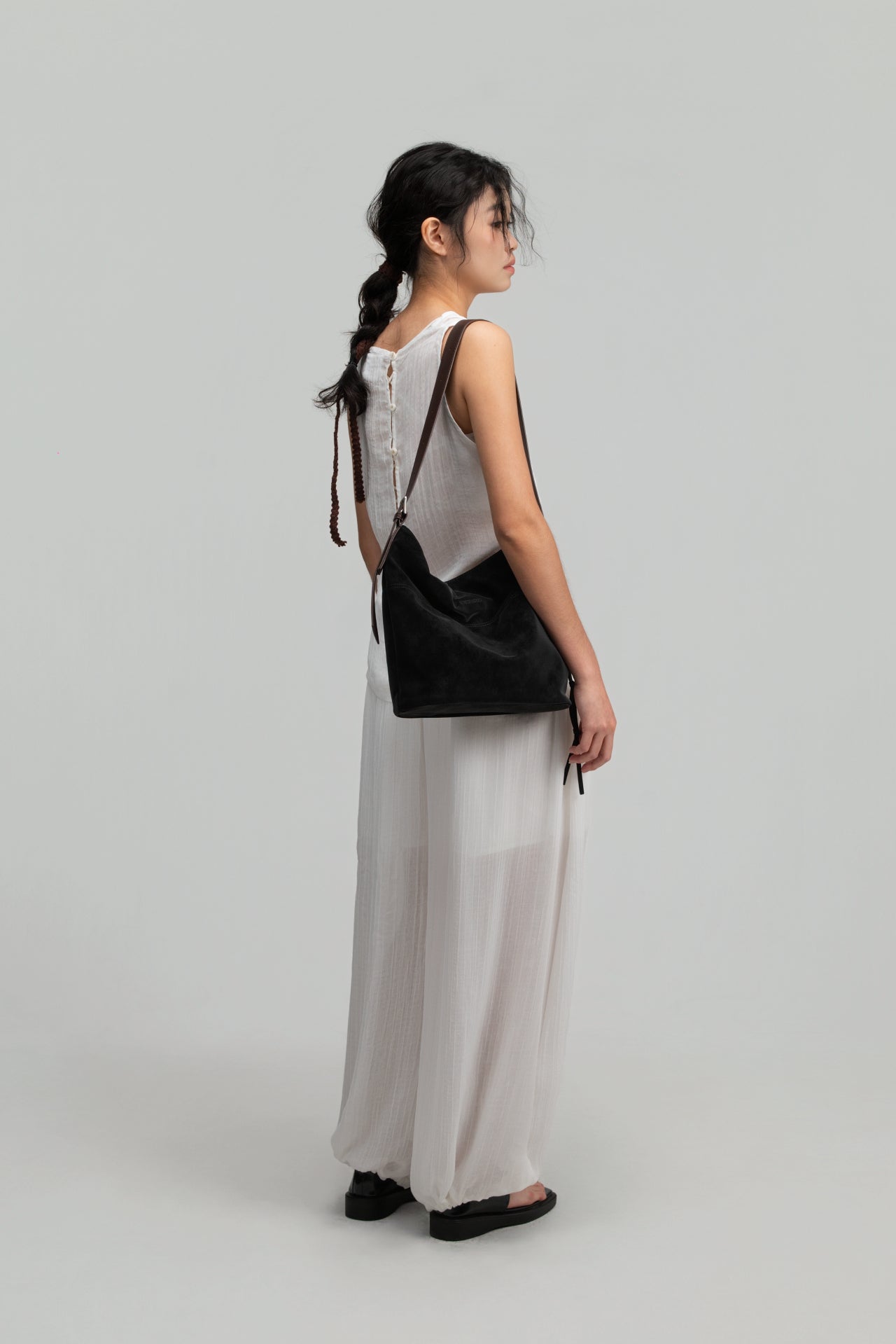 Small Soft Snow Leather Bag (Black) - BEV C multi label store