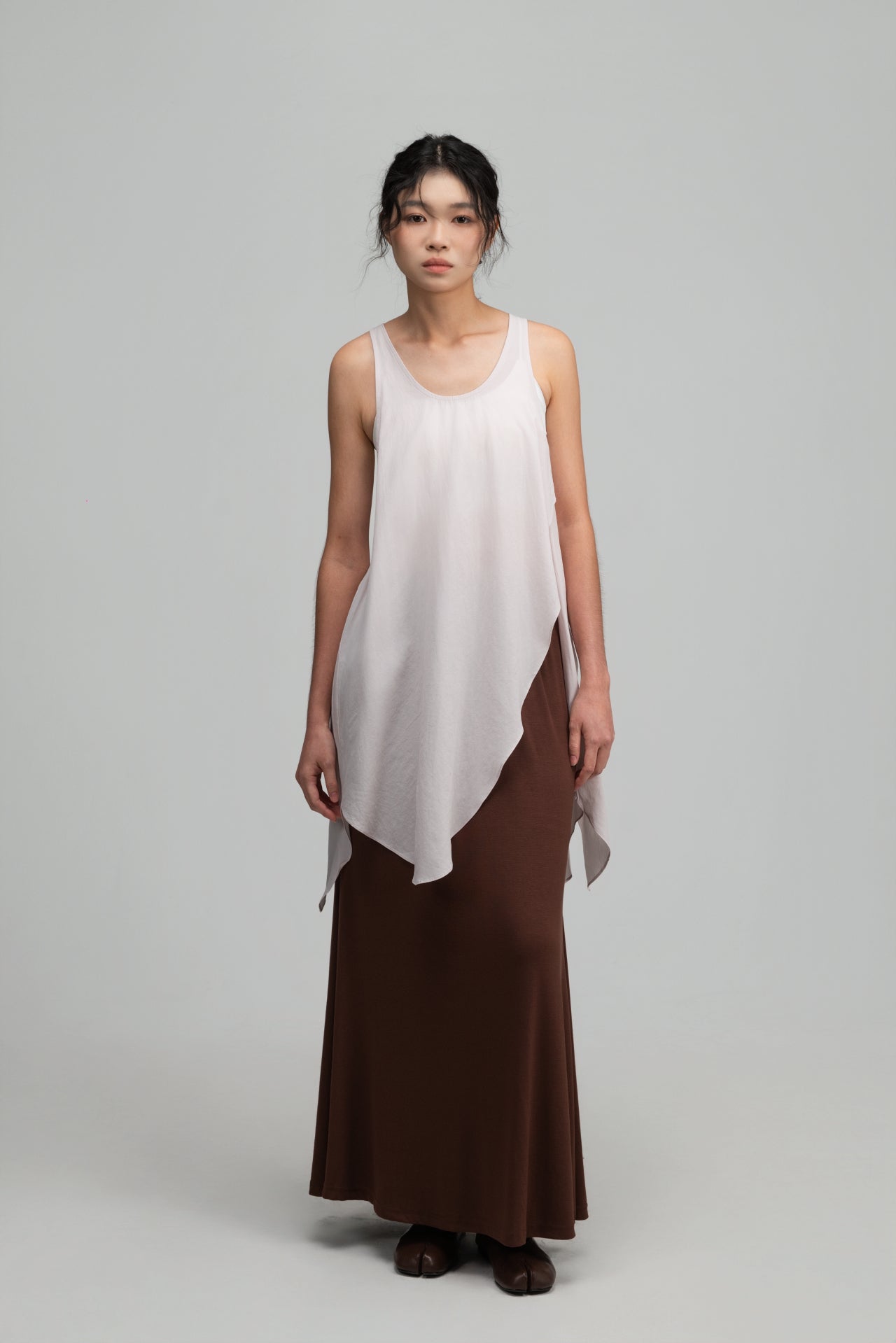 Asymmetrical Layering Long Tank Top (Blush)