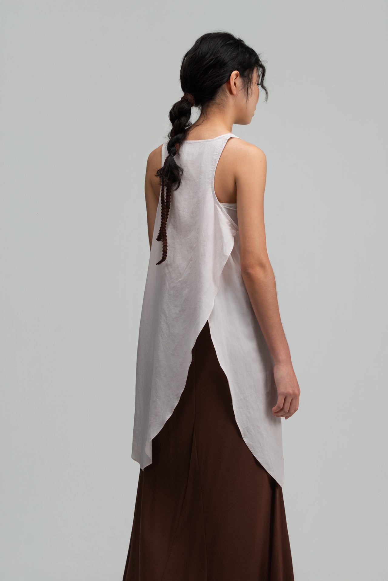 Asymmetrical Layering Long Tank Top (Blush)