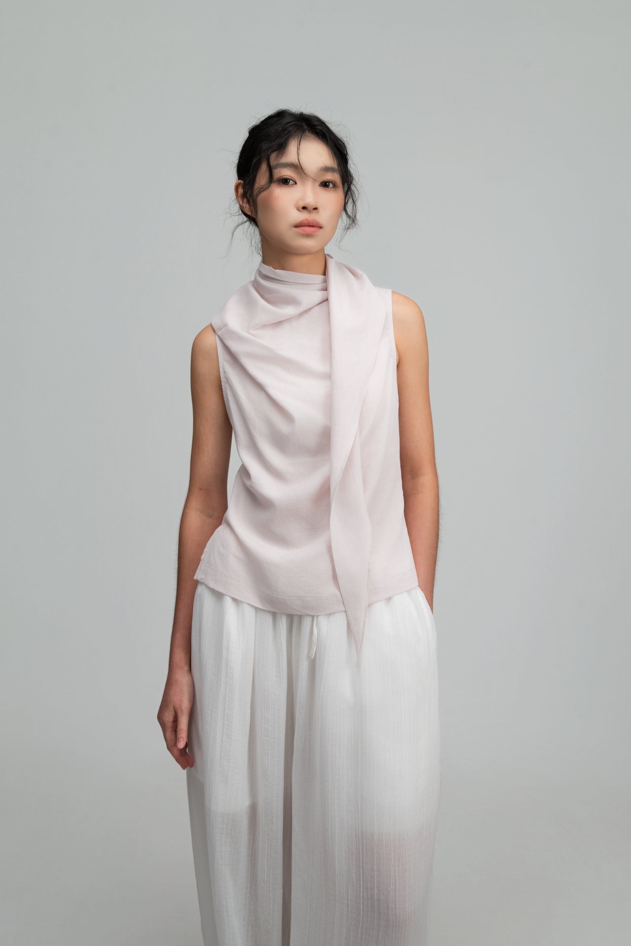 Triangle Neck-Scarf Tank Top (Blush) - BEV C multi label store