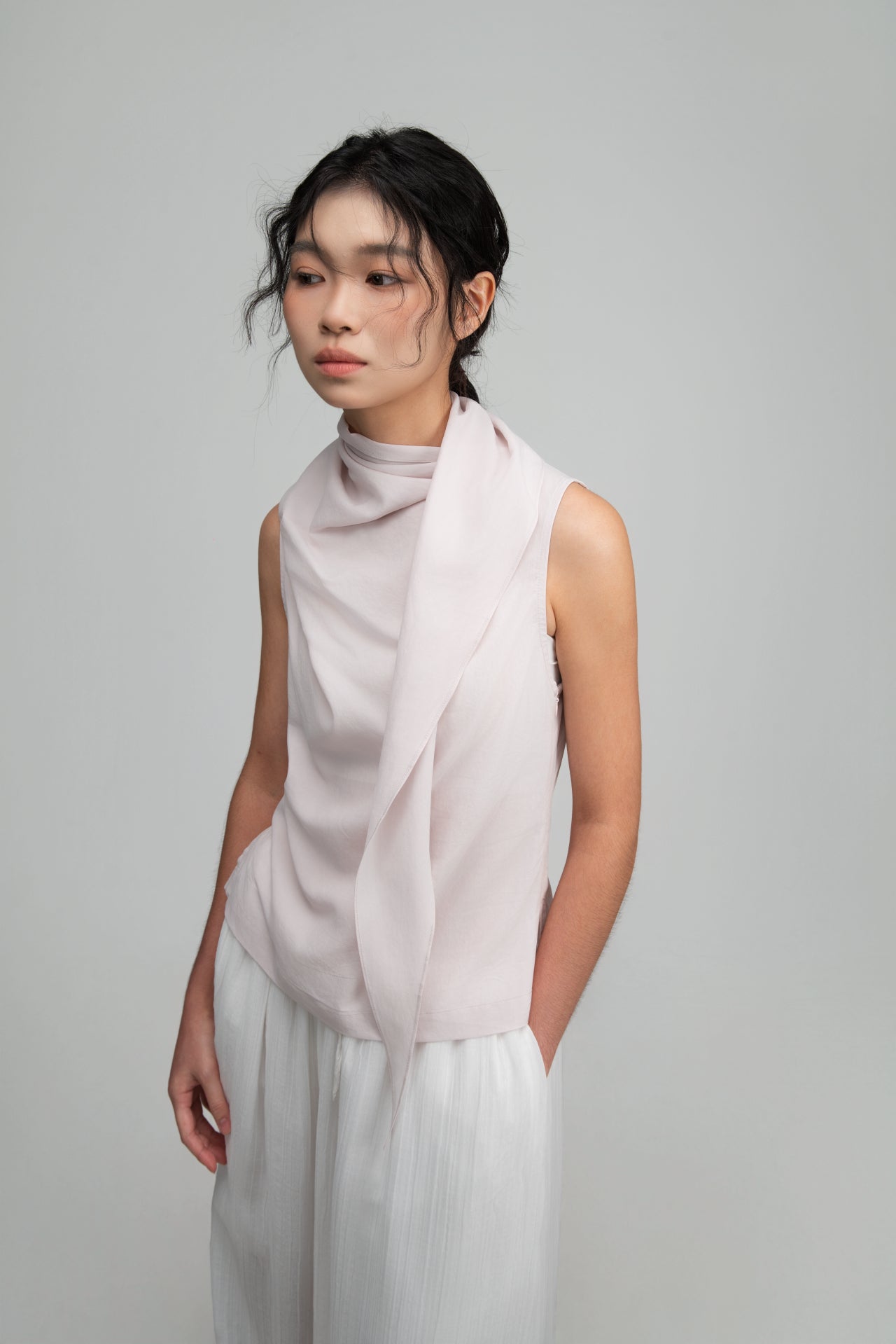 Triangle Neck-Scarf Tank Top (Blush) - BEV C multi label store