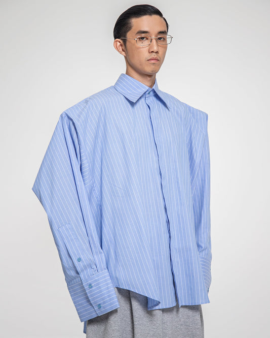 Kemeja Jalur Biru Putih