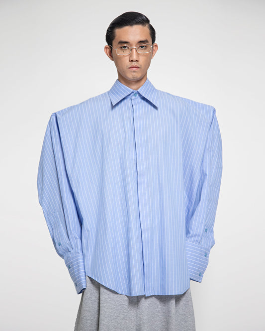 Kemeja Jalur Biru Putih