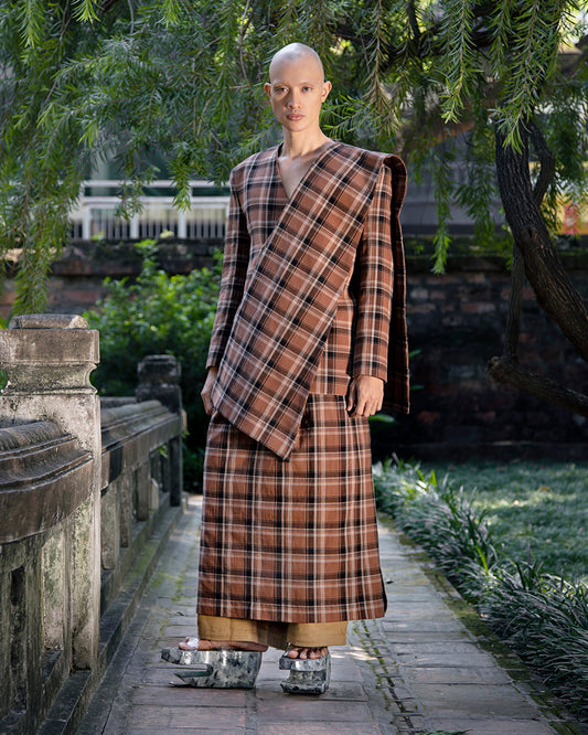 Sut Lapel Selempăng (Brown Pelikat)