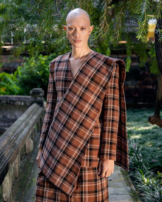 Sut Lapel Selempăng (Brown Pelikat)