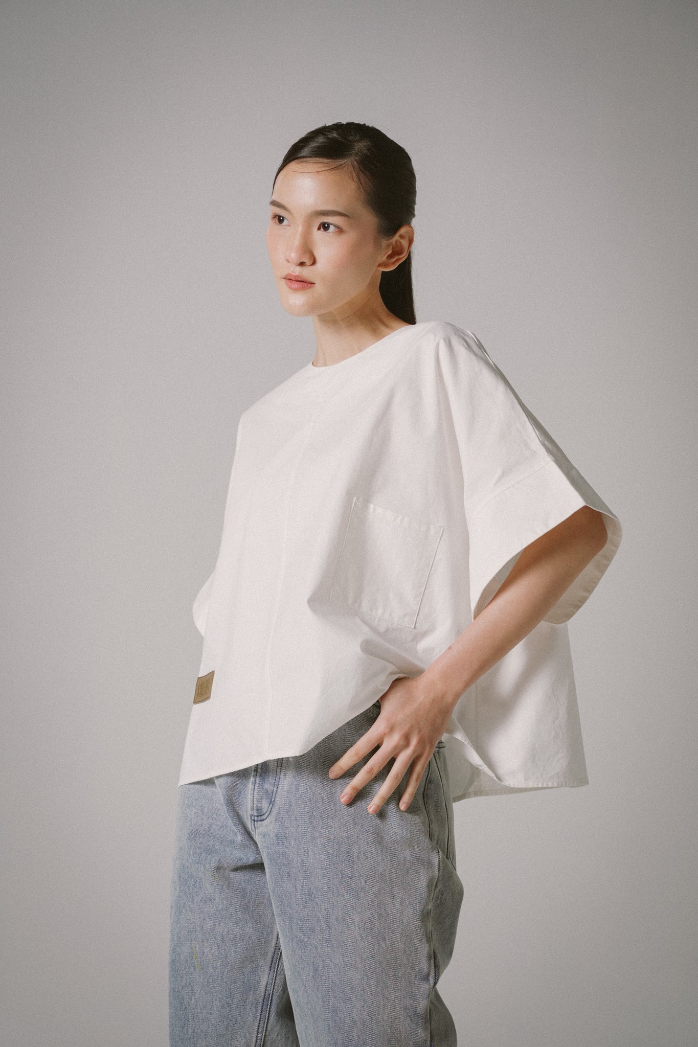 Oversized Poplin Boxy Top (White)