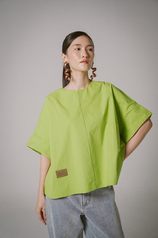 Oversized Poplin Boxy Top (Green)