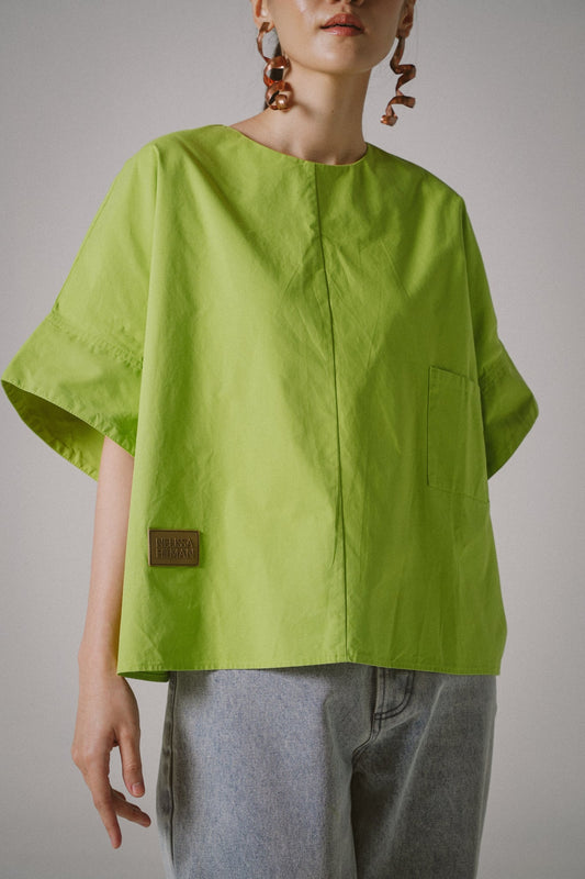 Oversized Poplin Boxy Top (Green)