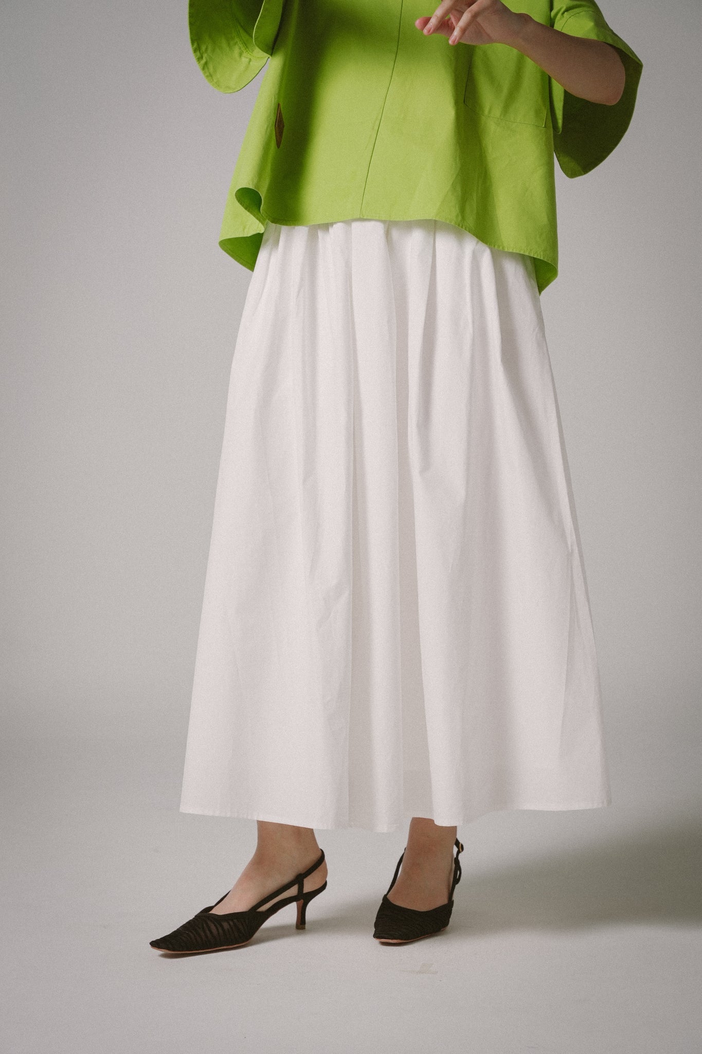 Poplin Maxi Skirts (White)