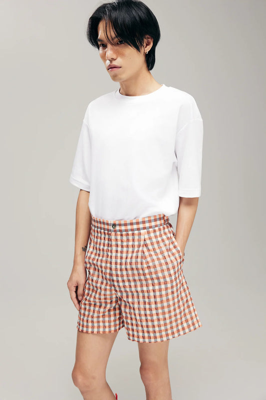 ORIME BOXER SHORTS IN ORANGE METALLIC SEERSUCKER