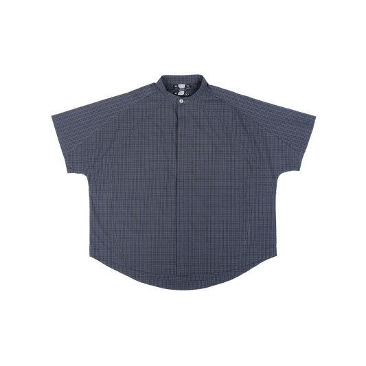 MANDARIN BACK PLEATED SHIRT - CHECKERED