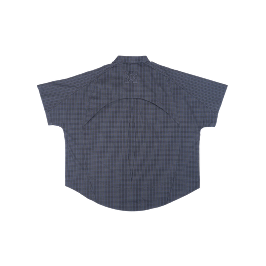 MANDARIN BACK PLEATED SHIRT - CHECKERED