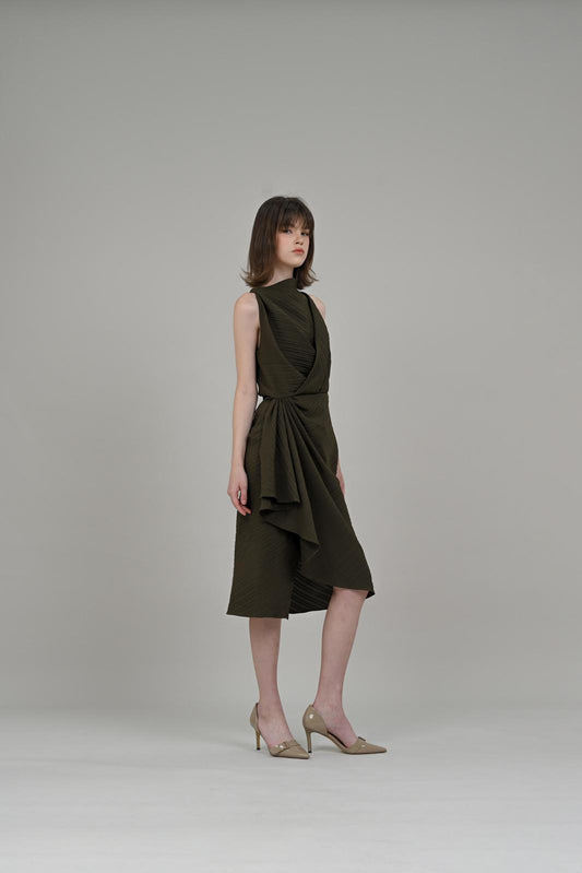 ROSETTA DRESS IN ARMY GREEN