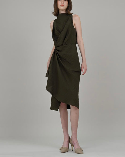 ROSETTA DRESS IN ARMY GREEN