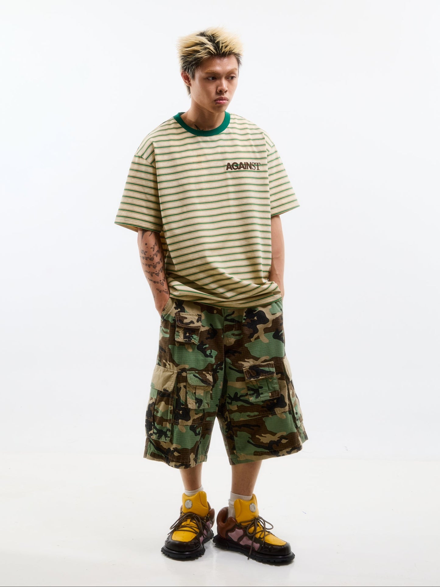 CHAINSTITCH STRIPE TEE YELLOW